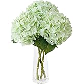 Leftover 3 Pcs Light Green Hydrangea Artificial Flowers,21" Real Touch Faux Hydrangea Flowers and 3 PCS Butterflies for Hydrangea Decor,Floral Arrangements for Centerpiece Table Decorations,Home Decor