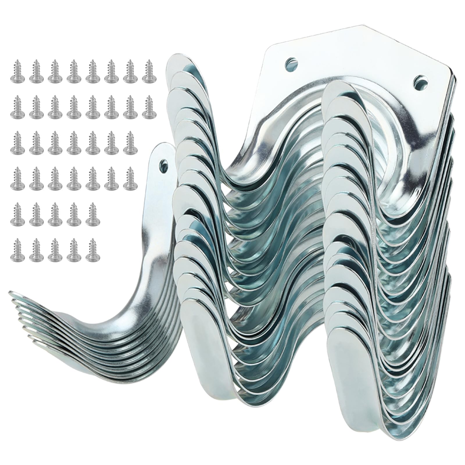 ZOENHOU Pack of 24 Garden Tool Holder Hooks, Multi-Purpose Tool Hooks, Universal Single Hook/Double Hook Tool Holder Made of Sheet Steel with 40 Screws for Warehouse, Garage, Shed, Garden Tools