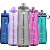 Pogo Plastic Water Bottle with Straw Lid and Carry Handle, Reusable, BPA Free, Dishwasher Safe, Perfect for Travel, School, Outdoors, and Gym | 32oz, 40oz