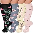 Diu Life Plus Size Compression Socks for Women & Men 15-20 mmhg Extra Wide Calf Knee High Support Socks for Circulation