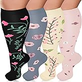 Diu Life Plus Size Compression Socks for Women & Men 15-20 mmhg Extra Wide Calf Knee High Support Socks for Circulation