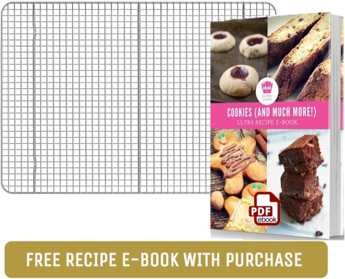 Oven-Safe, Dishwasher-Safe 100% Stainless Steel Wire Cooling Rack for Baking - Large Wire Baking Rack fits Half Sheet Pans - Food-Safe, Heavy Duty - Cooling and Oven Cooking - 11.5 x 16.5-inch: Kitchen & Dining
