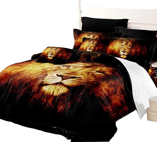 Amazon Com Junhome Quilt Cover King Size Lion Printed Duvet Cover