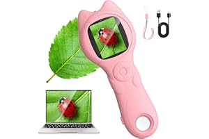 Oripira Kids Microscope Handheld, Autofocus 500X 1080P Microscope for Kids Digital, Mini Portable Pocket Miniscope Kids Toys for Ages 3 4 5 6 7 8 9 10 11 12 Year Old Boys Girls, Pink