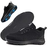 HLUCHY Steel Toe Shoes for Men, Lightweight Work Shoes,Construction Industrial Work Safety Boots, Comfortable Steel Toe Sneakers for Men Women