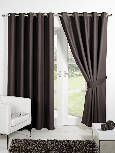 Pair Of Chocolate Brown 90 Width X 108 Drop Supersoft Thermal