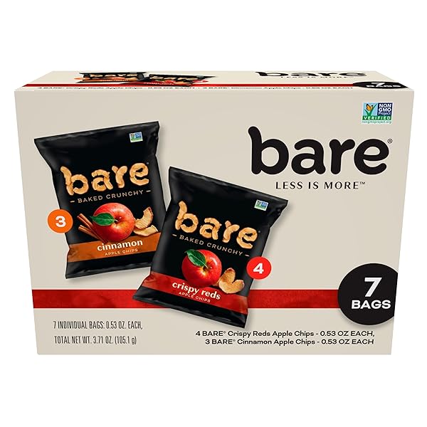 BARE BAKED CRUNCHY APPLE CHIPS, 2 FLAVOR VARIETY,...