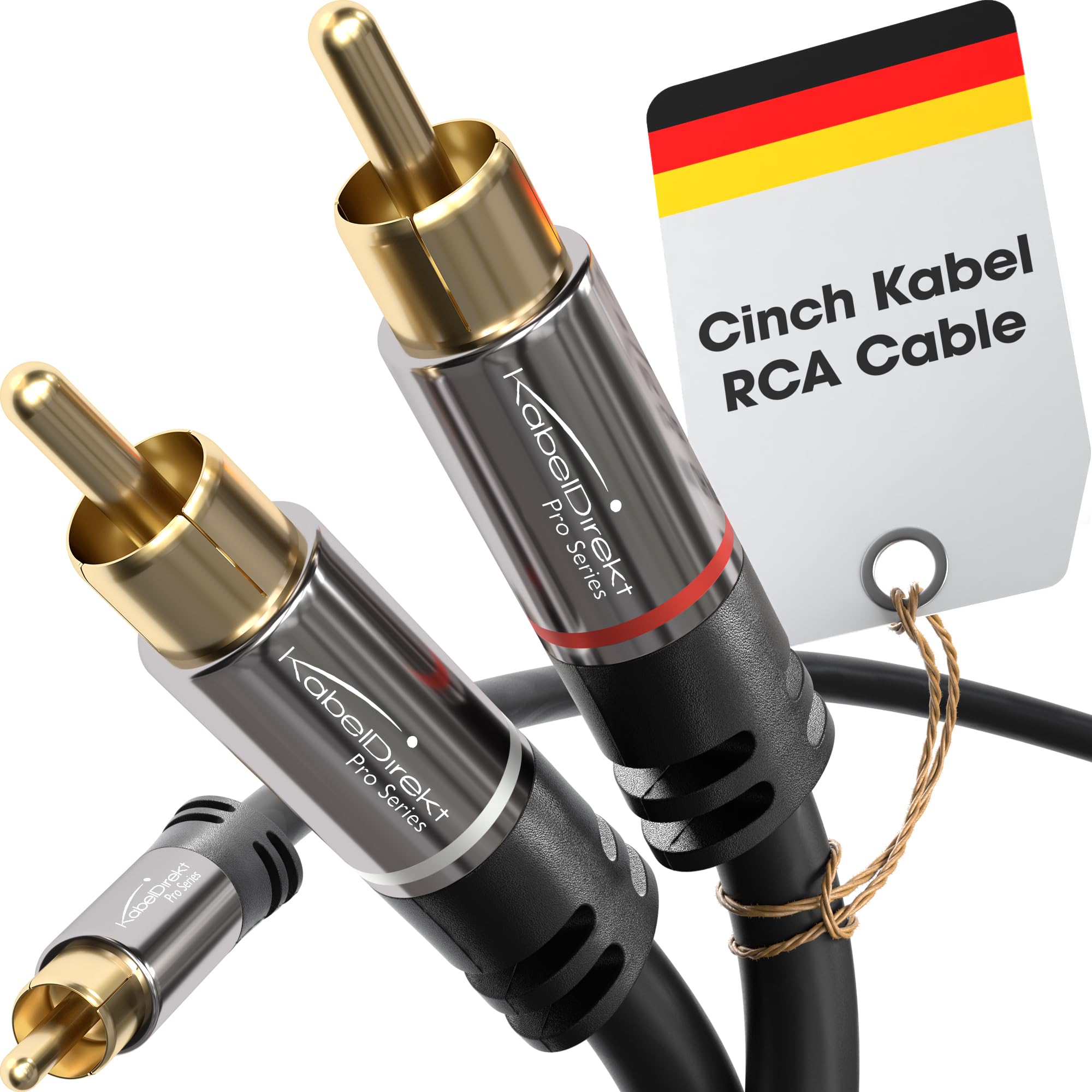 KabelDirekt – 0.5m – RCA/phono Y cable, 1 to 2, stereo audio cable (coax, RCA/phono male/male cinch plugs, analogue/digital, adapter for subs/amps/Hi-Fis/home cinema/receivers, black)