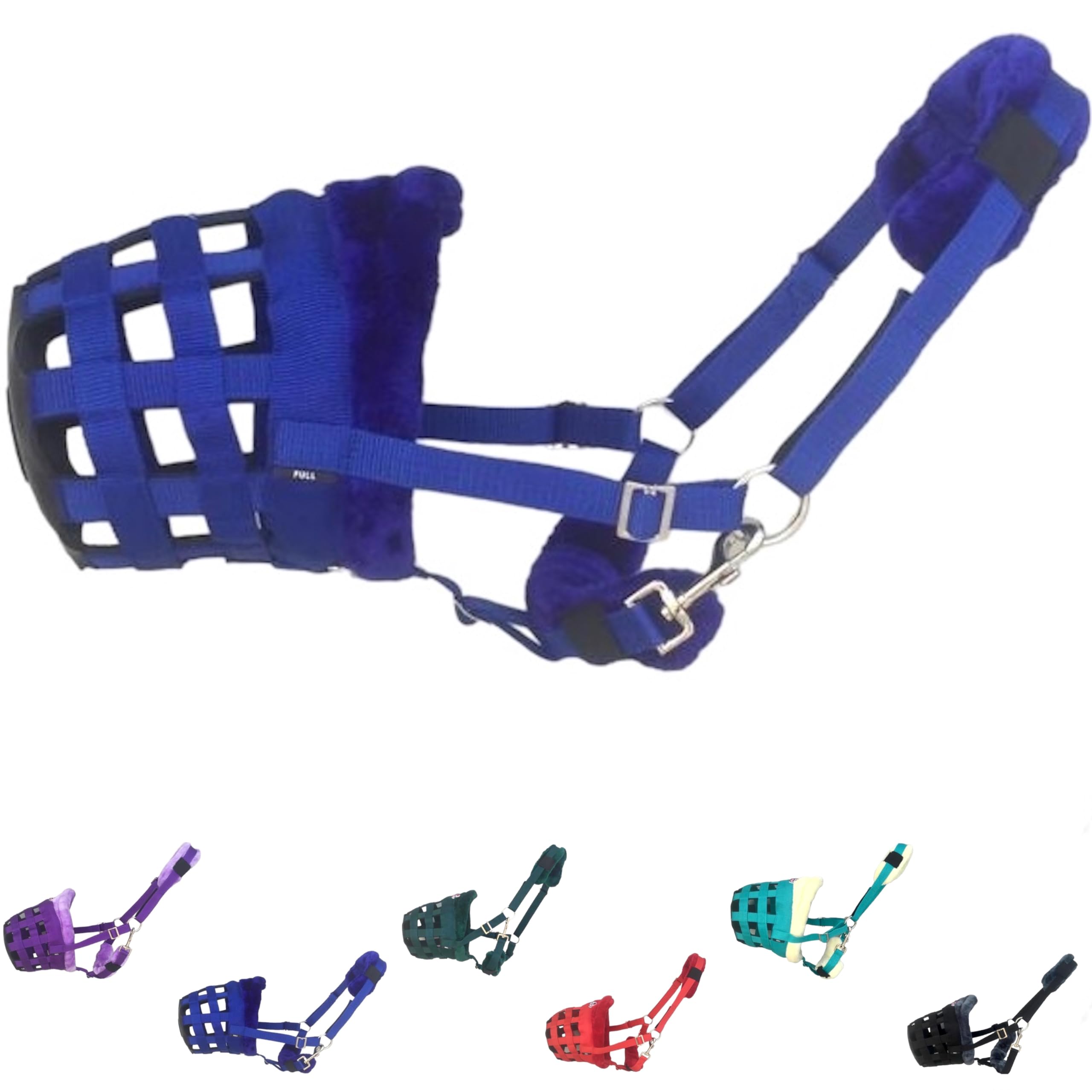 Majestic Ally Mink Fleece Padded Breathable Grazing Muzzle Halter (Royal Blue)