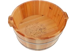 Hohopeti Solid Wood Footbath for Feet Soaking Tub Home Bathroom Use Wooden Basins for Soaking Tub