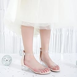 Dufannie Clear Heels for Girls Sandals Cute Nudes