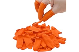 WEELIKMA Finger Cots Disposable Antistatic Latex Finger Cots Non-Slip Finger Covers Protection 100 Pcs Finger Cover for Arts and Crafts,Electronic Repair, Pet Care, Industrial Applications(Orange)