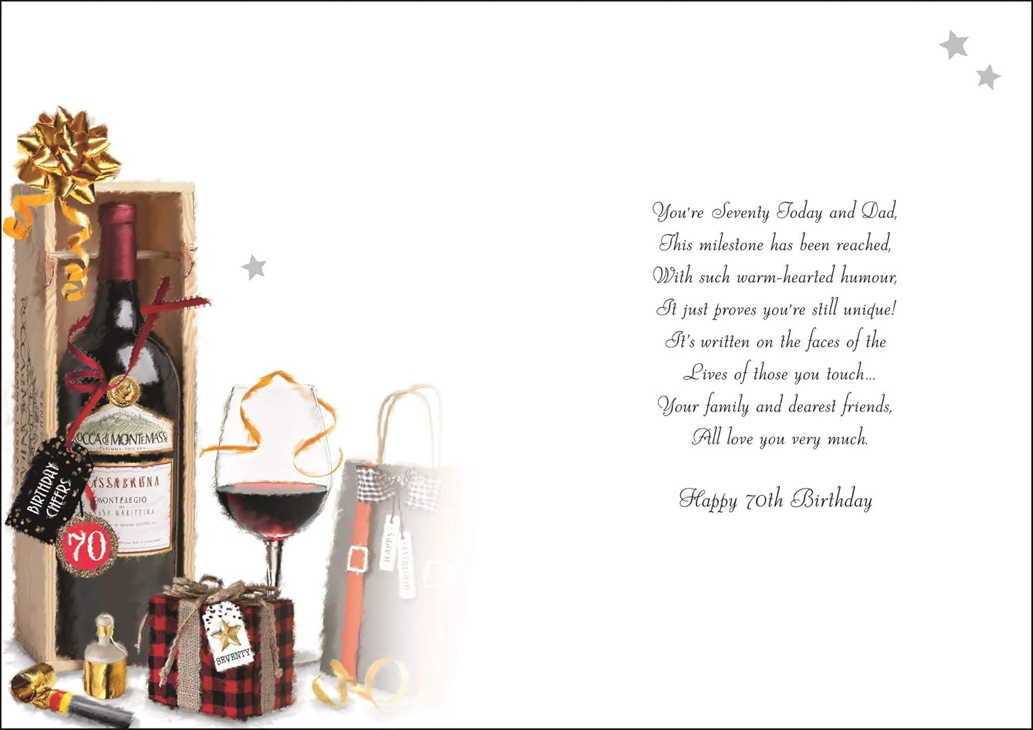 To A Wonderful Dad Happy 70th Birthday Cheers birthday Card - Pint and Crisp Design JJ, white|red|brown|beige, 210 x 290 mm - Image 3