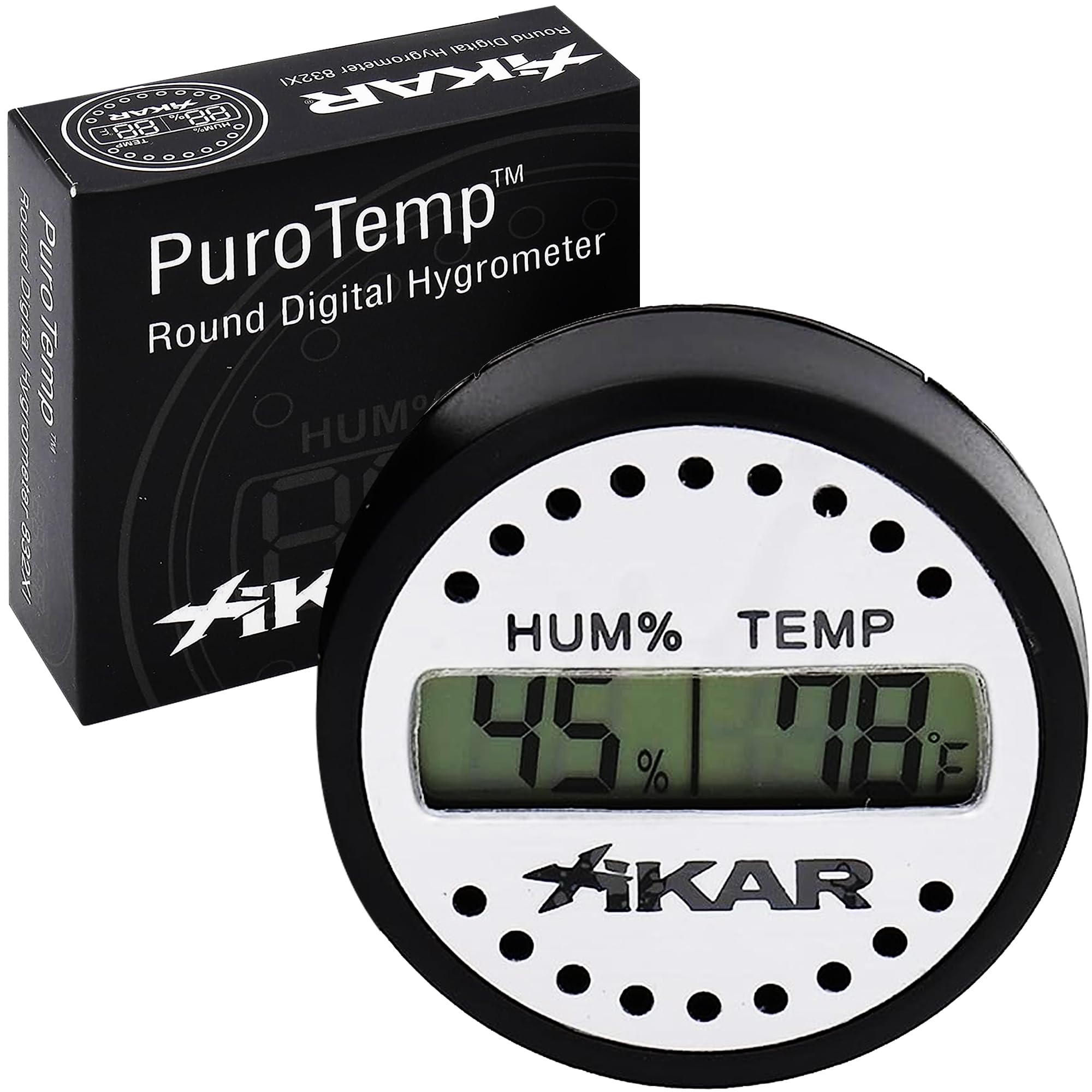 Xikar PuroTemp Round Digital Hygrometer, 10 Second Refresh Rate, Brushed Aluminum