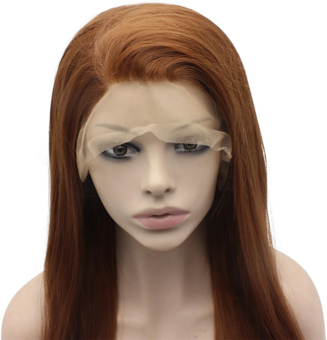 Long Straight Auburn Natural Lace Front Synthetic Hair Wig - Image 5