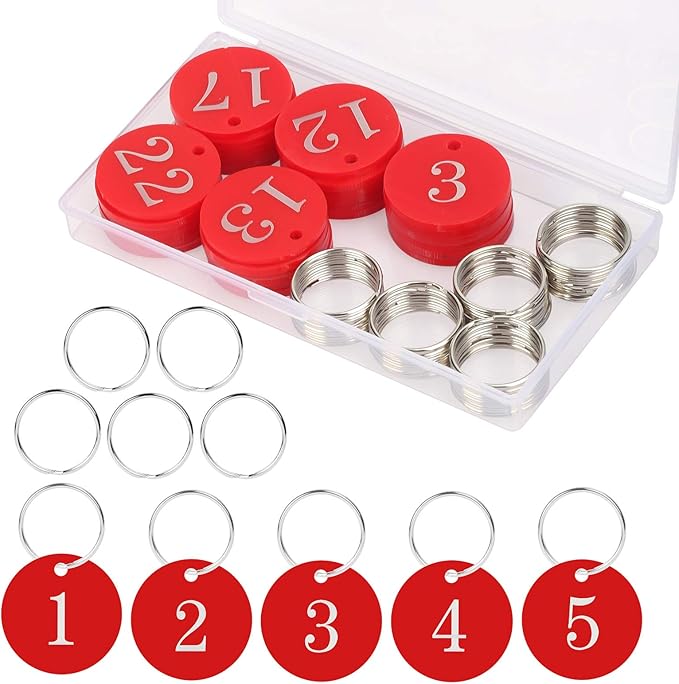 BIGKASI Numbered Acrylic Key Tags with Key Ring Amazon.co.uk Clothing
