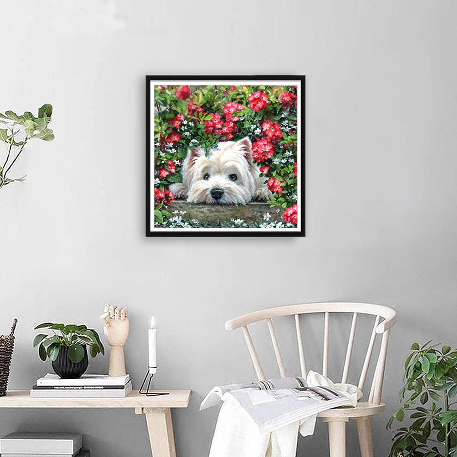 VAIIEYO 5D Diamond Painting Dog Puppy, Paint with Diamonds Art Flower Animal - Image 5