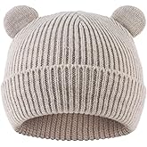 MniJiza Bear Baby Beanie Knitted Baby Winter Hat Infant Toddler Boys Girls Beanie with Cotton Lining