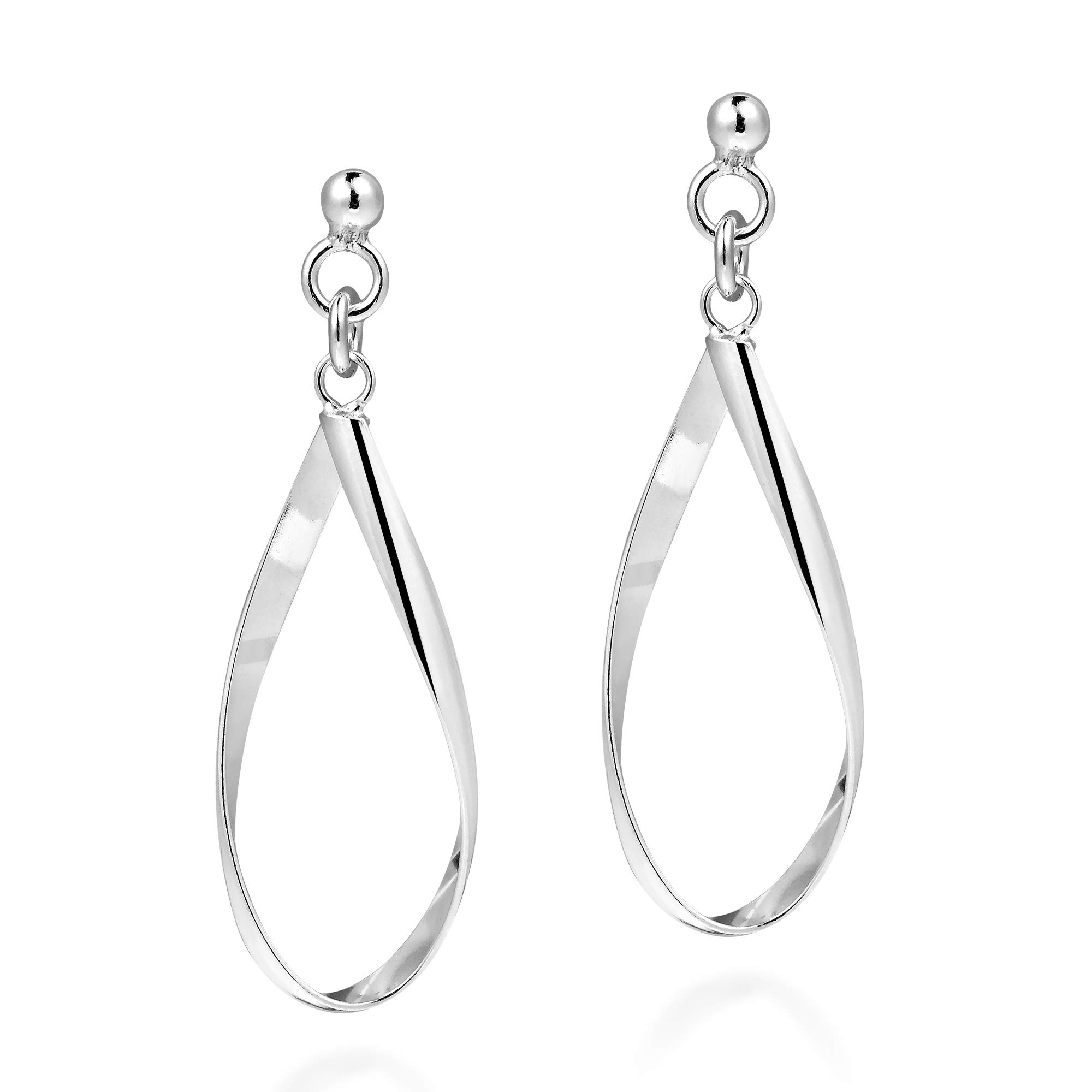 Handcrafted Open Teardrop Twist .925 Sterling Silver Post Dangle Earrings | Sterling Silver Stud Earring for women | Teardrop Twist Stud Earrings | Stud Earrings