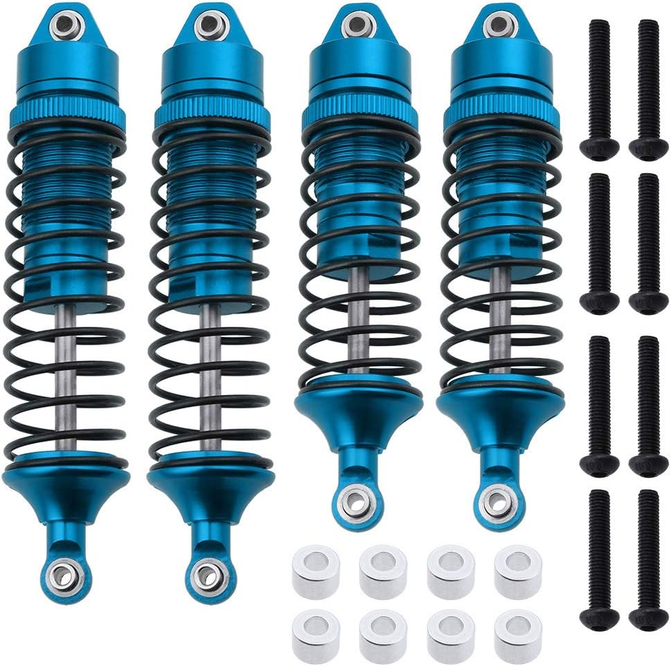 Hobbypark Aluminum Alloy Shock Absorber Assembled Full Metal Big Bore Shocks Front & Rear Replacement of 5862 for Traxxas 1/10 Slash 4x4 4WD Upgrade (4-Pack) (Blue)