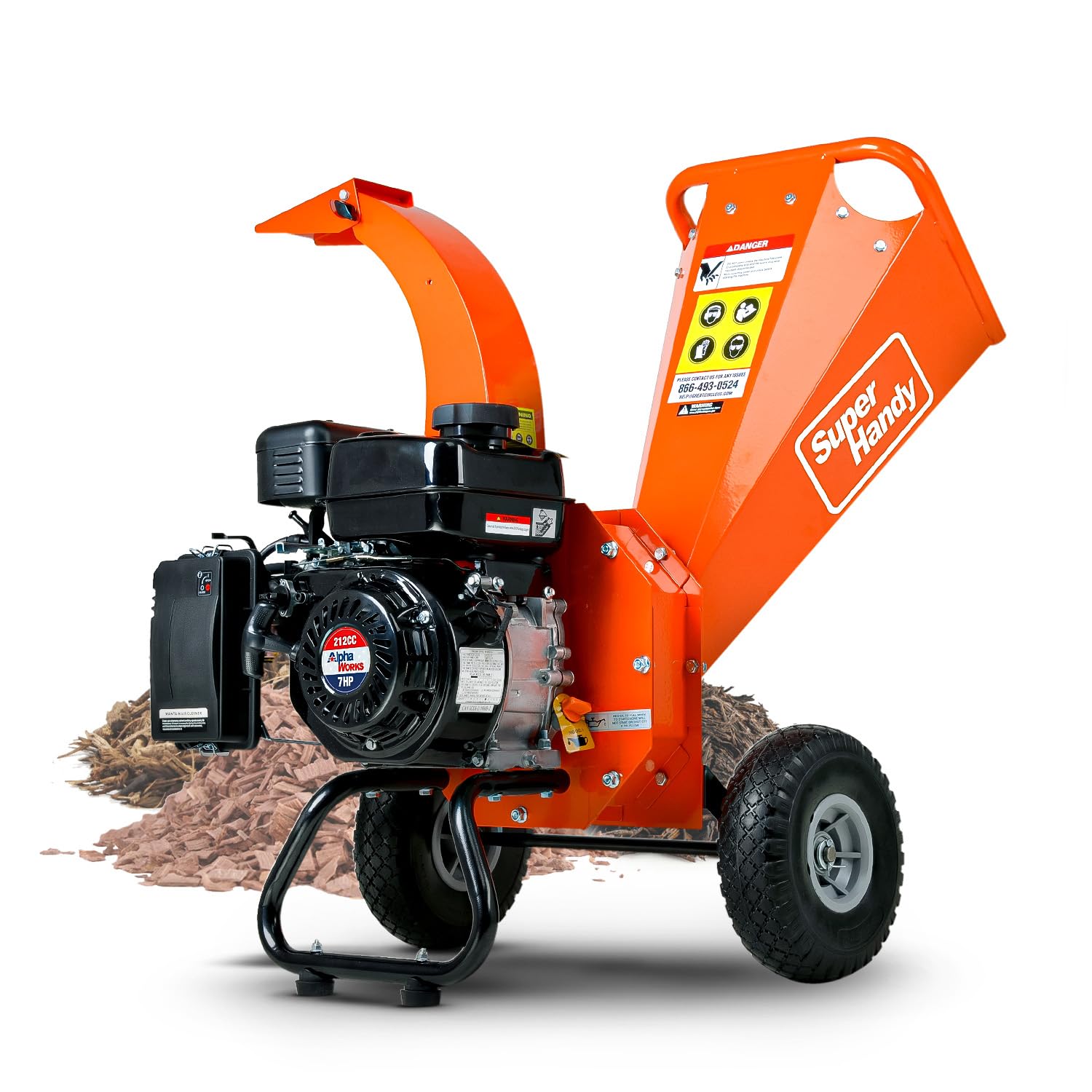 SuperHandy Mini Wood Chipper Shredder Mulcher Heavy Duty 7HP Compact