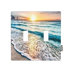 Pznen Beach 2-Gang Wall Plate Waves Sunset Ocean