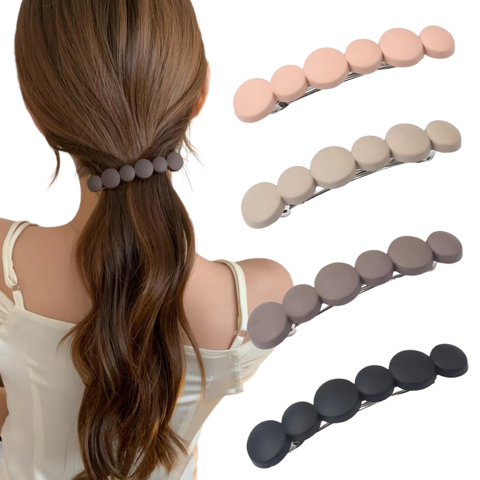Ypkia Set of 4 French Hair Clips, Women's Thin Hair, Automatic Hair Clip, Small Hair Clip Set for Women, Girls