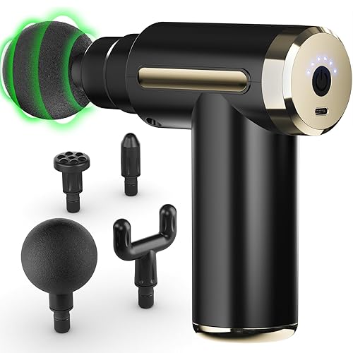 cotsoco Massage Gun Deep Tissue for Pain Relief with 4 Massage Heads & 6 Speeds, Electric Mini Handheld Body Massager for Any Pain Relief, Best Gifts for Dad and Mom