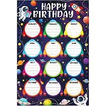 Poster Calendrier D'anniversaire Laminé Pour Classe - 41,9x28,4 Cm - Design Cupcade Imperméable Et Réutilisable - 6