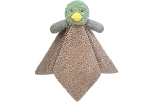 Doindute Baby Mallard Duck Soft Stuffed Animal Security Blanket, Plush Green Duck Character Lovey Blanket, Baby Shower/Nursery Gift, Newborn Infant Toddler Snuggle Blankie for Boys Girls, 14 Inches