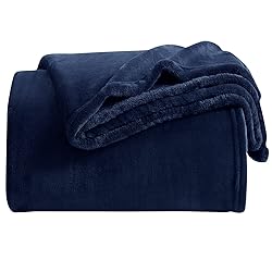 KMUSET Fleece Blanket King Size Navy Lightweight