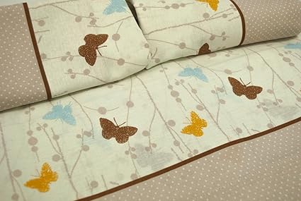 Parure De Lit 2 Personnes Beige 2piazze Papillon Sous Drap Housse 175 X 200 Amazon Fr Cuisine Maison