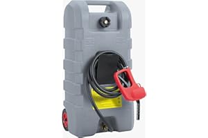 ASYPETS 15 Gal Gas Can,Diesel Tank with 10 FT Delivery Hose & Manual Fuel Transfer Siphon Pump,Gas Caddy for Lawn Mowers,Boats,Cars,ATVs,Generator,Grey