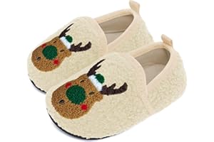 UCUHNB Kids Slippers Toddler Smile Face House Slippers Indoor Home Non-Slip Rubber Sole Shoes Warm Cozy Socks