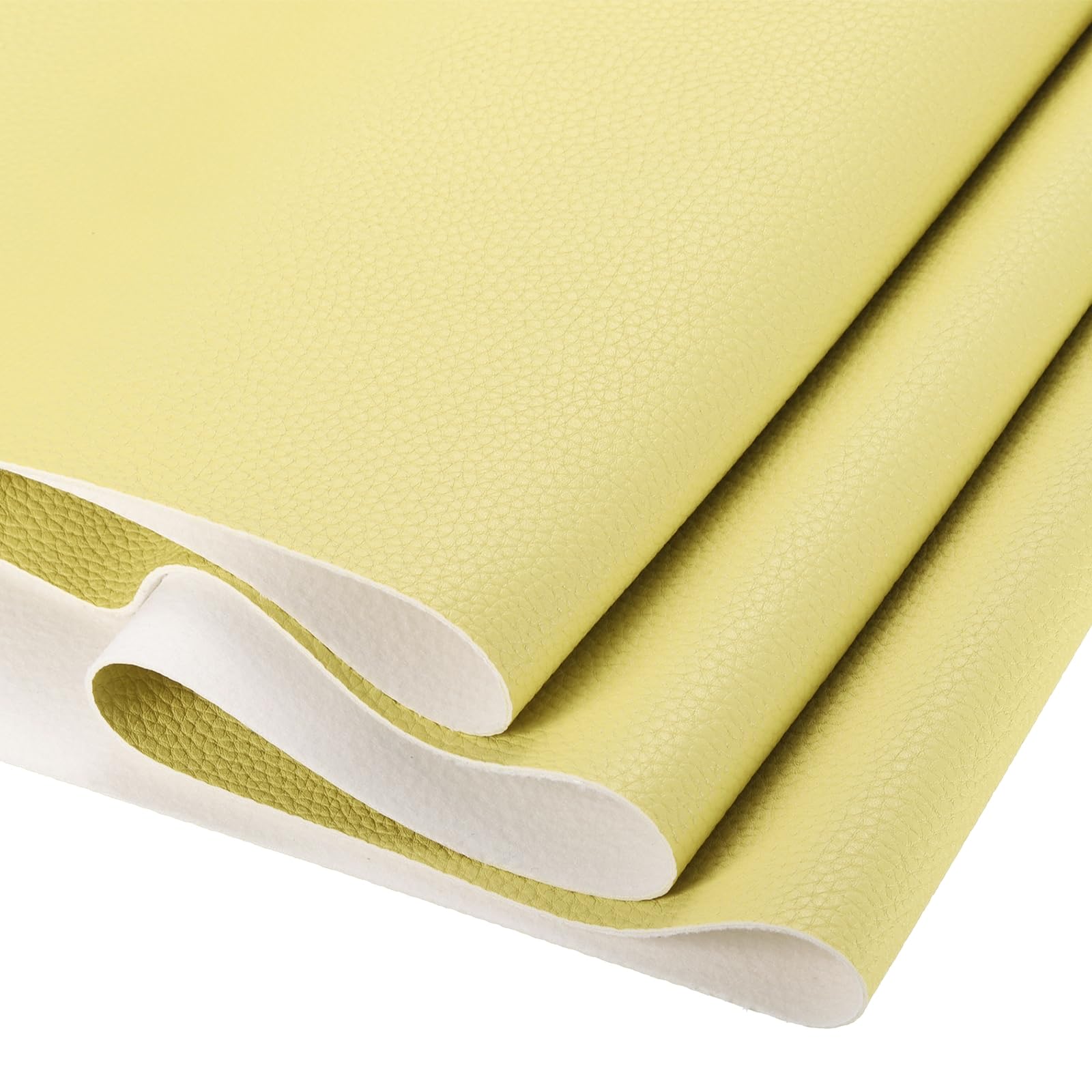 DMiotech 1 Pack 14 Inch x 53 Inch Faux Leather Strip Furniture Cover Soft Grain Light Yellow PU Leather Roll for Handmade DIY Craft Projects