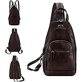 RAVUO Sling Bag for Women, Anti Theft Small Crossbody Backpack Purse Fashion PU Leather Ladies Convertible Daypack