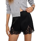 Lace Trim Silk Satin Mini Slip Shorts Women Low Rise Micro Pajama Shorts Patchwork Going Out Lounge Bottoms