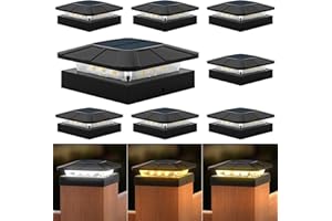 Flaow 4x4 Solar Post Cap Lights Outdoor [8 Pack Waterproof IP65], 3 Lighting Modes for Fence Deck Patio Garden Decor, Dusk-to-Dawn Solar Powered Post Lights Fit 4x4 Wood/Vinyl