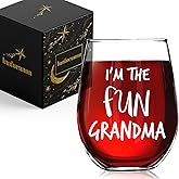 Innfueunun I'm The Fun Grandma Wine Glass,Funny Christmas Thanksgiving Gifts for Grandmother,Nana,Grandma-15oz