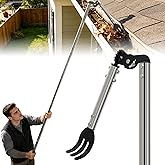 CKLT 8.5 FT Gutter Cleaning Tool from the Ground with Spring Steel Rake | Dual-Axis Spring Steel Gutter Cleaner, Adjustable Length Cleaning Pole with Gutter Rake for Leaves, Muck and Roof Debris