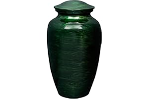 Handcrafted Metal Cremation Urn for Ashes - Adult Funeral Urn for Human Ashes Suitable for Cemetery Burial or Niche - Large Size fits Remains of Adults up to 200 lbs 10" (Green) - ALPHA Living HOME