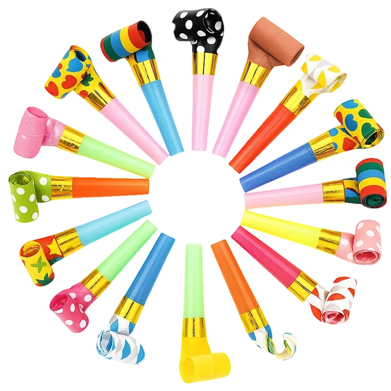 40 Party Poppers, Colourful Party Blowers for Kids and Adults,Party Whistles Blowouts Noisemakers Fun Party Whistles for Birthday Celebrations, Weddings, Graduations, and Christmas Parties