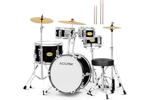 AODSK Drum Sets 5-Piece for Beginners, 14 inch Full Size Complete Drum Kit with Adjustable Throne, Cymbal, Hi-Hat, Pedal & Drumstick