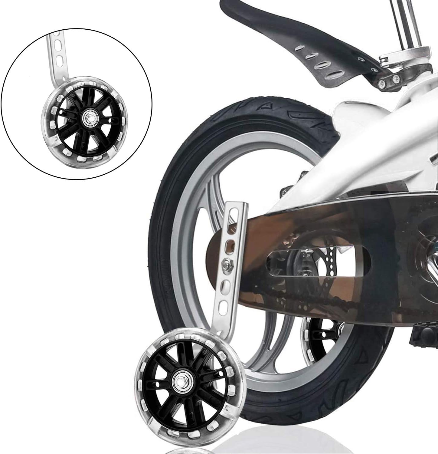 1 Pair Bicycle Training Wheels, Flash Mute Bike