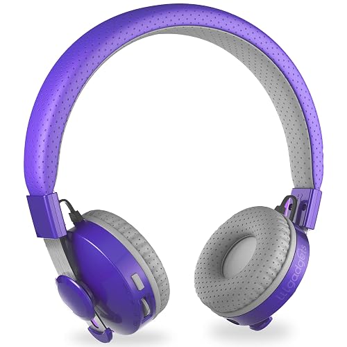 LilGadgets Untangled Pro Wireless Headphones, On-Ear Bluetooth Headphones with Built-in Microphone, No More Tangled Wires, Kids Headphones for School, Purple