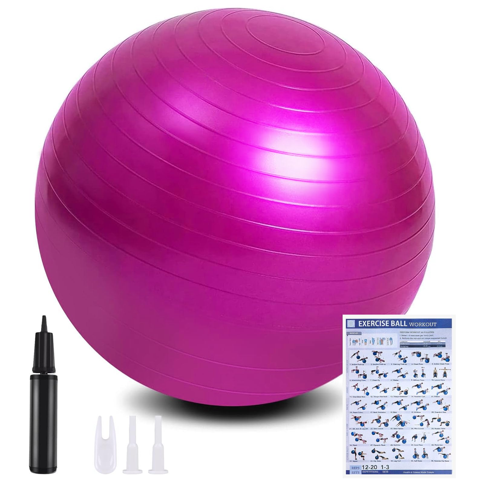 flintronic Exercise Ball, Anti-brust Yoga Ball Fitness Balls, 55cm Extra Thick Swiss Balls with Hand Pump for Yoga, Pilates, Fitness
