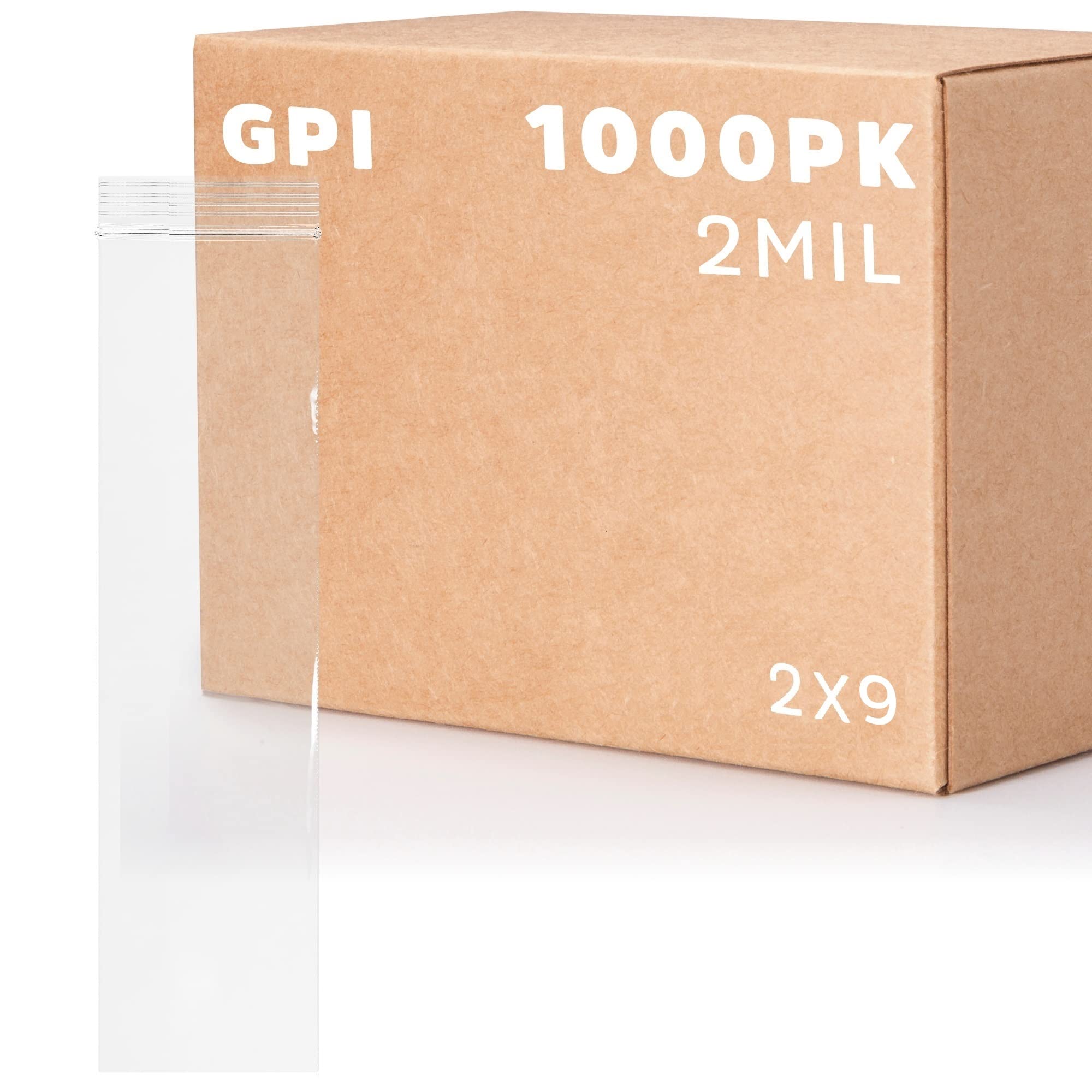 Photo 1 of GPI - 2" x 9" Long Zip Bags, 1000 Count, 2 Mil, Clear Plastic Reclosable Zipper Poly Baggies, with Resealable Zip Top Lock Seal, for Incense, Necklaces, Jewelry, Medical Supplies, Beads & Seeds