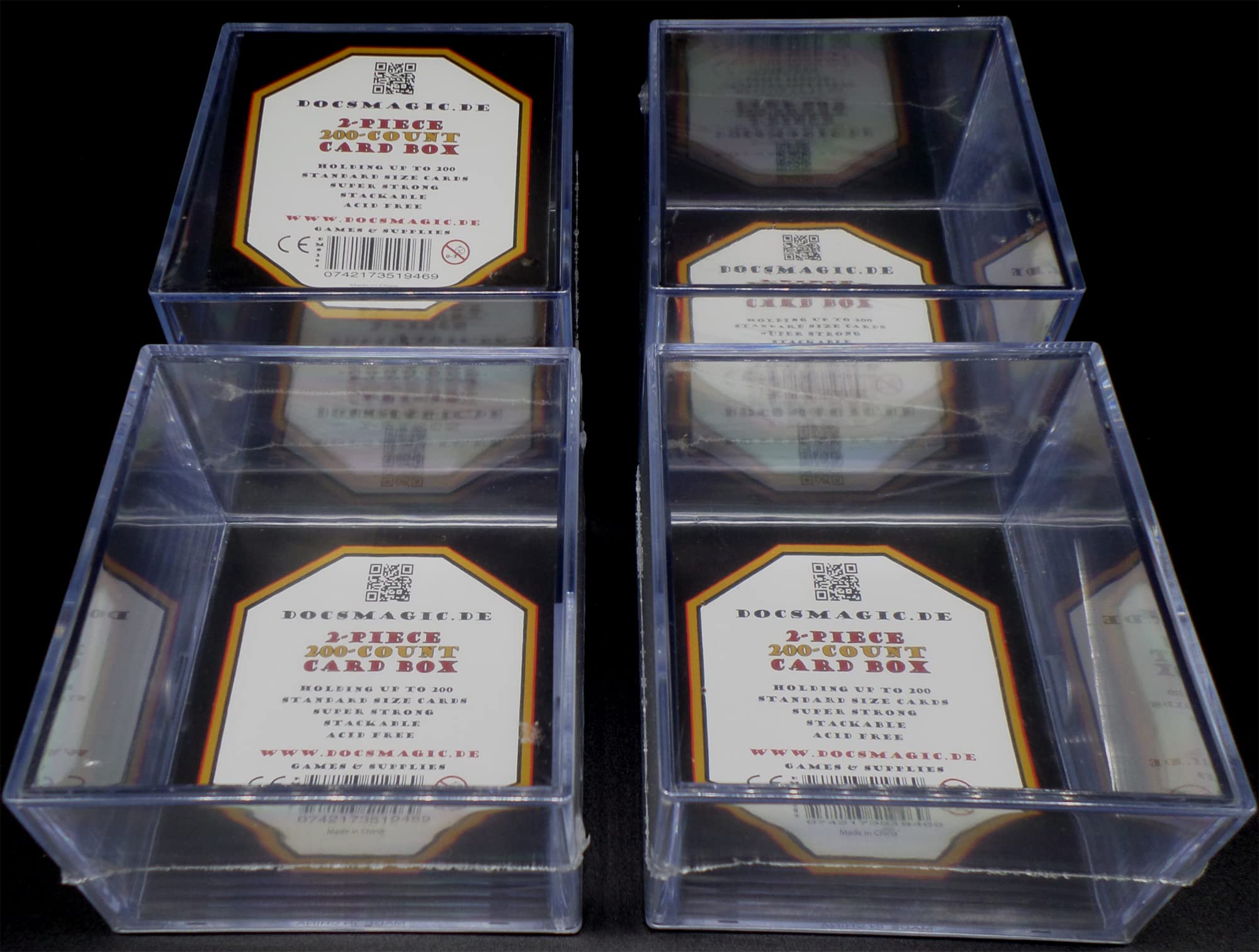 docsmagic.de 4 x 2-piece card box, 200-count slide, clear acrylic deck storage, card box, transparent — image 1