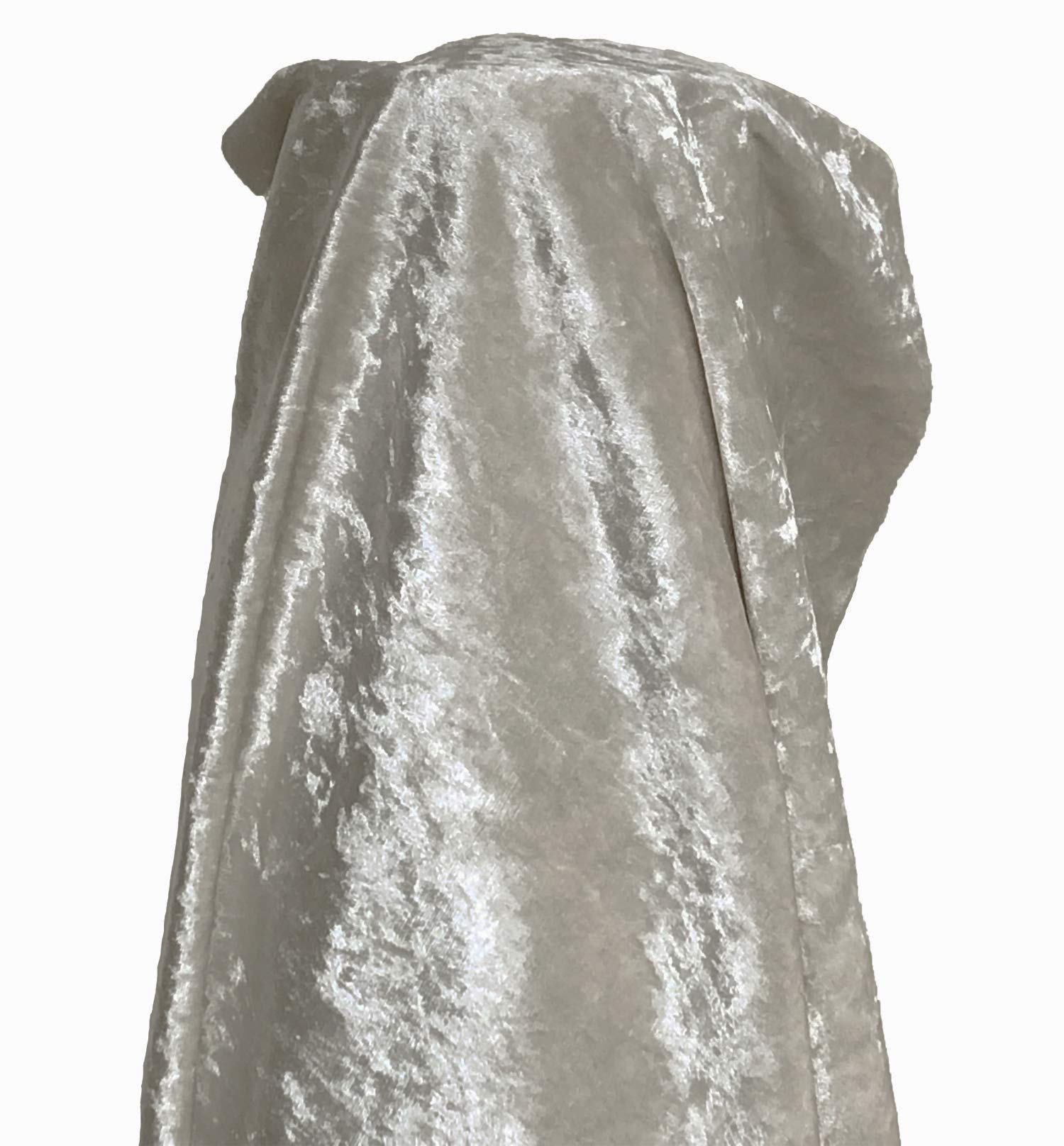 A-Express Premium Glitz Soft Crushed Velvet Fabric Material Curtains Cushion Dressmaking Upholstery 140cm Wide with Backing - 5 Meters 500cm x 140cm Pearl Grey