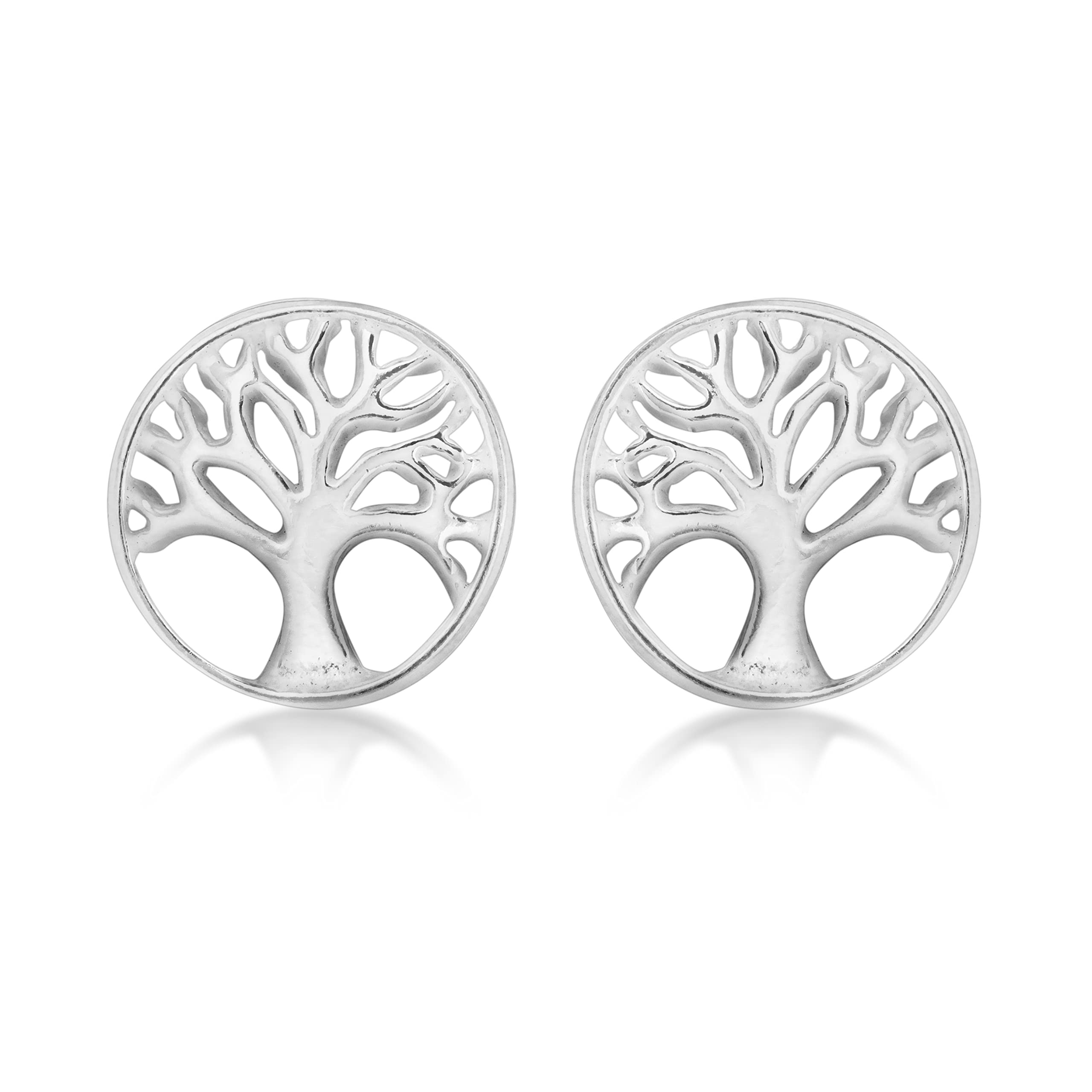 Tuscany Silver Women's Sterling Silver 8 mm Tree of Life Stud Earrings